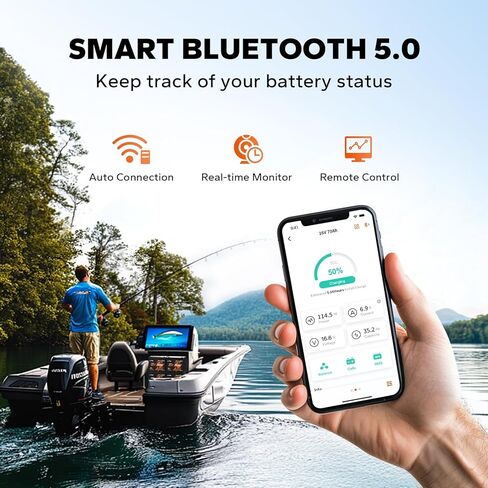 LiTime 16V 100Ah LiFePO4 Lithium Battery, Bluetooth 5.0, Self Heating & Low-temp Protection, Built-in 100A BMS, 4000+ Cycles, IP65, BCI Group 27, Perfect for Fish Finders Sonars Radars in Saudi Arabia