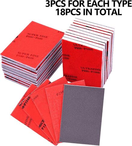 18 PCS 320-2500 صنفرة الصنفرة الحصيلة تشكيلة ورق الصنفرة ، منصات رمل رمل ناعمة رمال الرمل الرطبة (الأحمر ، الحجم: 10 * 7 سم) in Saudi Arabia