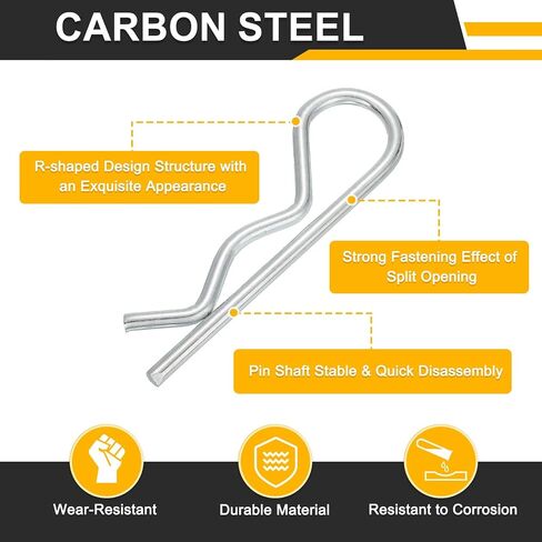 uxcell 10 Pcs Hitch Pin Clip, 2mm x 40mm R Clips Carbon Steel Retaining Wire Hair Pins Cotter Pin Assortment Kit Clips for Trailer Tractors Mower Carts Truck Pin Clip, Silver in Saudi Arabia