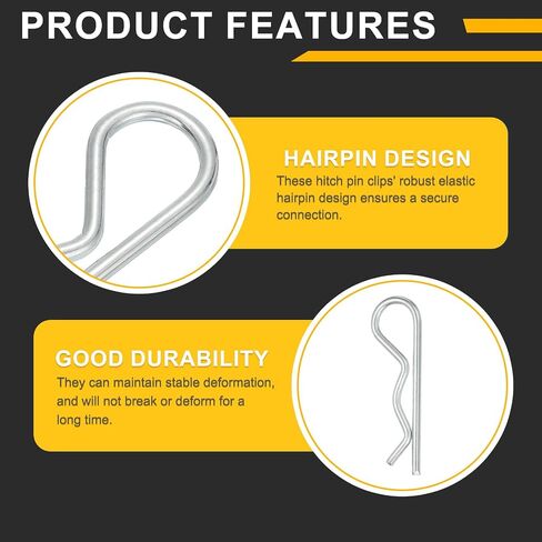 uxcell 10 Pcs Hitch Pin Clip, 2mm x 40mm R Clips Carbon Steel Retaining Wire Hair Pins Cotter Pin Assortment Kit Clips for Trailer Tractors Mower Carts Truck Pin Clip, Silver in Saudi Arabia