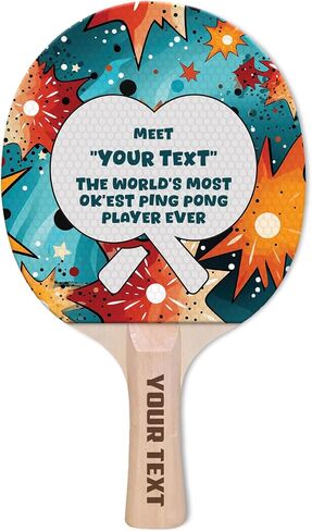 مخصص Ping Pong Paddle - أضف اسمك أو رسالتك - هدية مضحكة وشخصية لمحبي تنس الطاولة - مضرب متين للعب غير الرسمي - اختر من 4 تصميمات فريدة مطبوعة على مطاط وعرة in Saudi Arabia