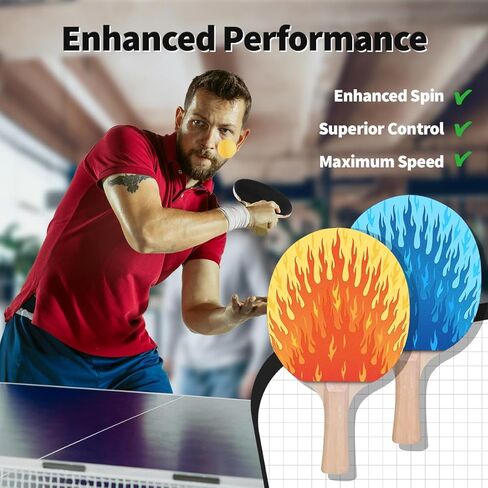 مخصص Ping Pong Paddle - أضف اسمك أو رسالتك - هدية مضحكة وشخصية لمحبي تنس الطاولة - مضرب متين للعب غير الرسمي - اختر من 4 تصميمات فريدة مطبوعة على مطاط وعرة in Saudi Arabia