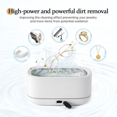 Powerful Ultrasonic Cleaner for Jewelry, Eyeglasses, Watch & Brushes, 480ML Stainless Steel Tank, Portable Design, Fast Clean for Ring, Earring, Bracelet & Necklace, with Smart Timer & Degas Function in Kuwait