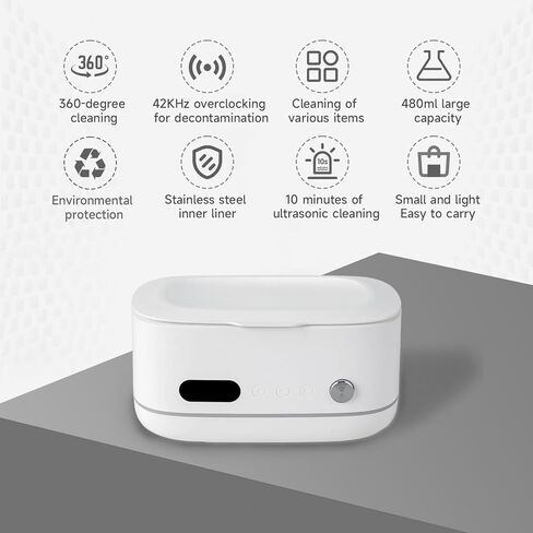 Powerful Ultrasonic Cleaner for Jewelry, Eyeglasses, Watch & Brushes, 480ML Stainless Steel Tank, Portable Design, Fast Clean for Ring, Earring, Bracelet & Necklace, with Smart Timer & Degas Function in Kuwait