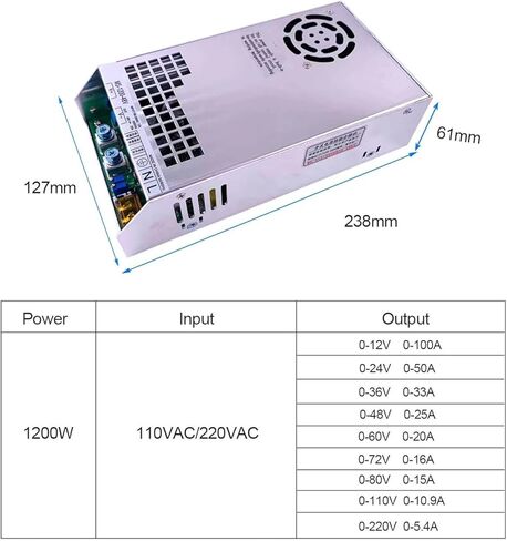 1200W إدخال إمدادات الطاقة 110/220 12V 24V 36V 48V 80V 110V 220V (60V 20A) in Kuwait
