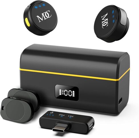 USB-C Wireless Lavalier Microphone - Mini Mic for Video Recording, Live Streaming & Vlogging - 500ft Range, 23hr Battery, Noise Cancellation & Reverb - Type-C Connector in Saudi Arabia