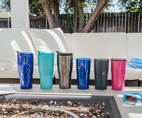 Silver Buffalo Double Walled Vacuum Insulated Stainless Steel Tumbler With Easy Sip Lid Keeps Hot and Cold, Travel Coffee Mug Clear Lid, 20 Ounces, Ombre Silver in Saudi Arabia