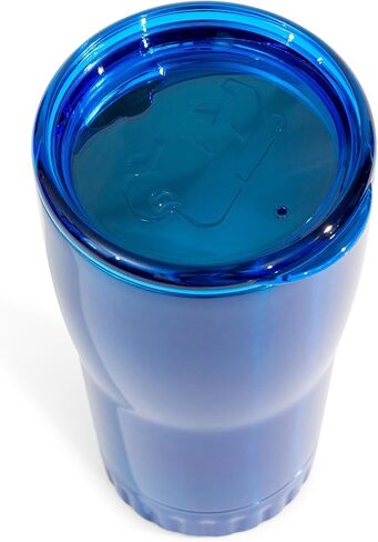 Silver Buffalo Double Walled Vacuum Insulated Stainless Steel Tumbler With Easy Sip Lid Keeps Hot and Cold, Travel Coffee Mug Clear Lid, 20 Ounces, Ombre Silver in Saudi Arabia