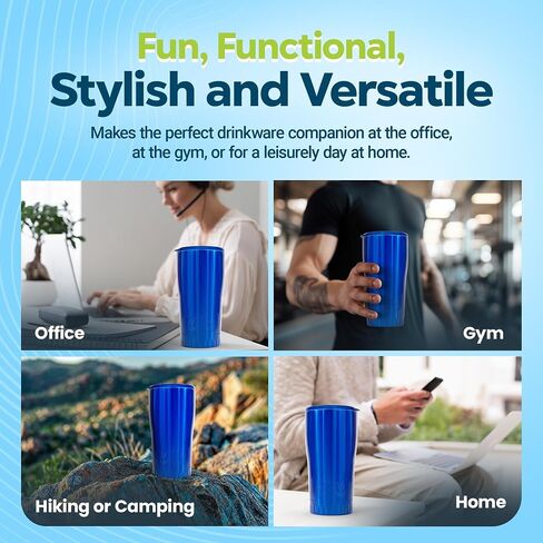 Silver Buffalo Double Walled Vacuum Insulated Stainless Steel Tumbler With Easy Sip Lid Keeps Hot and Cold, Travel Coffee Mug Clear Lid, 20 Ounces, Ombre Silver in Saudi Arabia