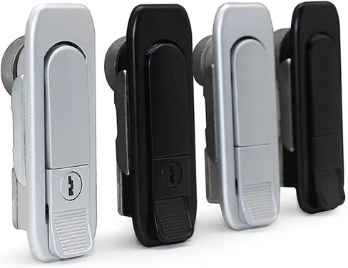 Switch Electric Control Box Cabinet Door Plane Lock Tool Box Equipment Cabinet Door Handle Lock 1Pcs(Black with Key) in Saudi Arabia