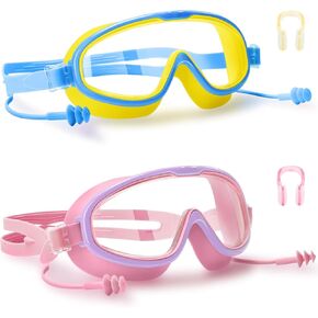 2 Pack Swim Goggles for Kids 3-15 Years Old, HD Large Frame Anti-Fog Pool Swimming Goggles for Children Toddler in Saudi Arabia