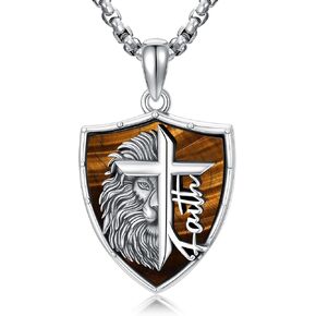 MEIDERBO Lion Necklace for Men 925 Sterling Silver Lion Pendant Men of Faith Bible Christian Jewelry Gifts for Husband Brother in Kuwait