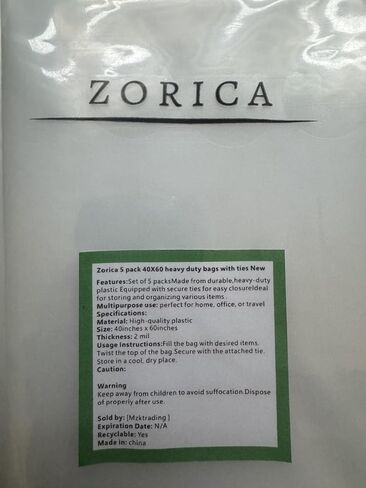Zorica Large Plastic Storage Bags with Ties, 40x60 inches, Heavy Duty, Clear,tight seal in Saudi Arabia