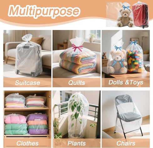 Large Plastic Storage Bags - 4 Pcs Clear Plastic Bag, 40" x 60" Dustproof Extra Large Storage Bag, Reusable Extra Luggage Storage Bags for Suitcase,Luggage,Furniture,Seat,Chair,Bike,Stroller in Saudi Arabia