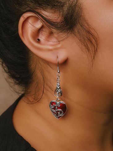 MINACHI Bohemian Antique Style Flower Pattern Gold-Toned Alloy Black Stone Drop Earrings for Women in Kuwait