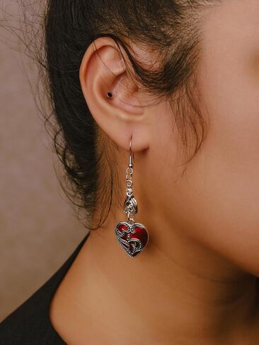 MINACHI Bohemian Antique Style Flower Pattern Gold-Toned Alloy Black Stone Drop Earrings for Women in Kuwait