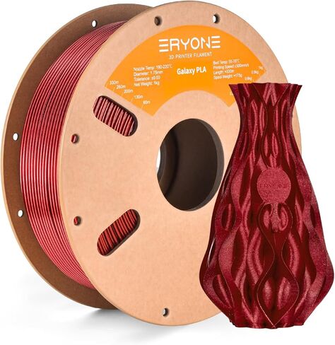 ERYONE Sparkly Glitter Shining PLA Filament for 3D Printer, 1.75mm +/-0.03mm, 1kg(2.2LBS)/Spool, Red in Kuwait