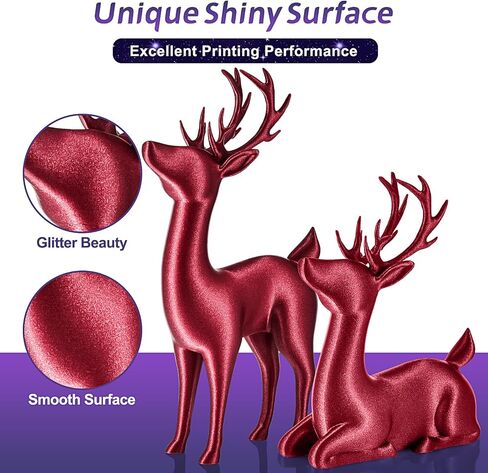ERYONE Sparkly Glitter Shining PLA Filament for 3D Printer, 1.75mm +/-0.03mm, 1kg(2.2LBS)/Spool, Red in Kuwait