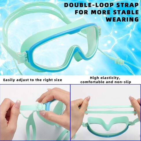 2 Pack Swim Goggles for Kids 3-15 Years Old, HD Large Frame Anti-Fog Pool Swimming Goggles for Children Toddler in Saudi Arabia