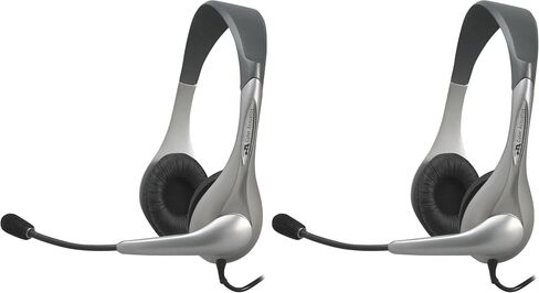 سماعة رأس وميكروفون ستيريو فضي من Cyber ​​Acoustics AC-202B in Kuwait