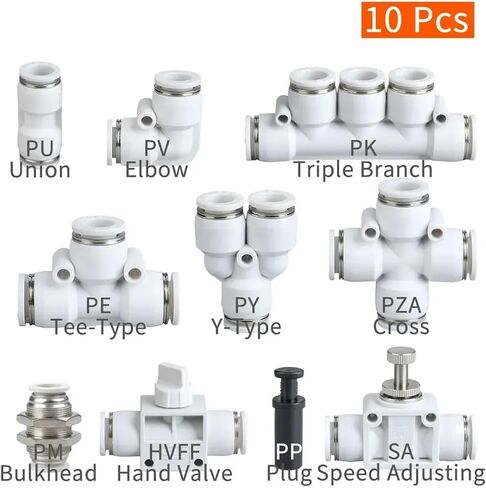 10pcs هواء موصل الهواء الهوائي ضاغط ضاغط المضخة تركيبات تركيبات تركيبات أنبوب موصلات سريعة المحول طقم 8 مم 6 مم 4 مم (PM) ، 8-8 (OD 8mm)) in Saudi Arabia