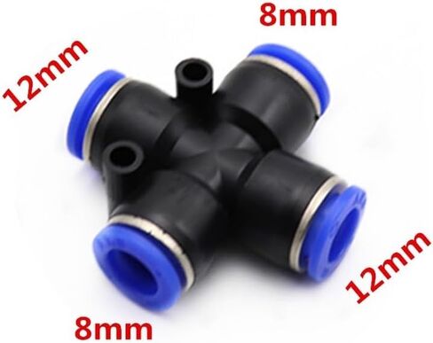 Pneumatic Air Fitting 4 6 8 10 12mm OD Hose 4-Way Cross Shaped Splitter Push in Pneumatic Tube Connector Quick Fittings(6-8) in Saudi Arabia
