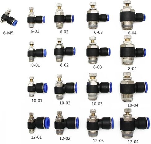 Pneumatic Speed Flow Controller 8mm 6mm 10mm 12mm OD Hose Tube 1/4"BSPT 1/8" 3/8" 1/2" Male Gas Airflow Limit Valve Quick Fitting(SL6-01) in Saudi Arabia