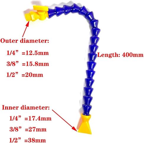 الأنبوب الهوائي 1/4 "3/8" 1/2 "BPS ذكور الخيط البلاستيكي مرن خلط أنبوب سائل تبريد مبرد لآلة المخرطة (مسطح-600 مم ، 3/8 بوصة) in Saudi Arabia