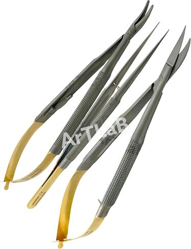 GERMAN STAINLESS TC SET OF 3 Castroviejo Micro Scissors Needle Holder CURVED Plus Forceps Dental EYE GERMAN in Saudi Arabia