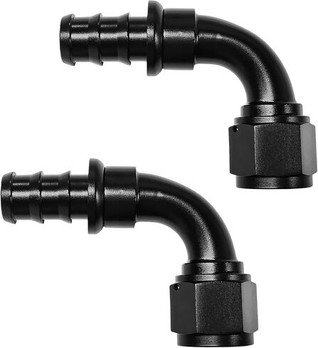 2PCS 10AN 90 Degree Push Lock Hose Fitting End, Aluminum 90° AN10 Female Swivel Barbed Adapter for Fuel & Oil Lines, Reusable Push Lock Fuel Oil Line Fitting End, Car Accessories in Saudi Arabia