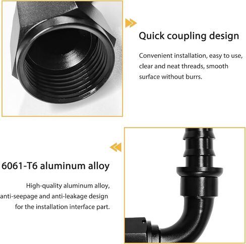 2PCS 10AN 90 Degree Push Lock Hose Fitting End, Aluminum 90° AN10 Female Swivel Barbed Adapter for Fuel & Oil Lines, Reusable Push Lock Fuel Oil Line Fitting End, Car Accessories in Saudi Arabia