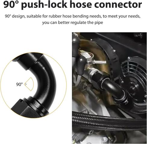2PCS 10AN 90 Degree Push Lock Hose Fitting End, Aluminum 90° AN10 Female Swivel Barbed Adapter for Fuel & Oil Lines, Reusable Push Lock Fuel Oil Line Fitting End, Car Accessories in Saudi Arabia