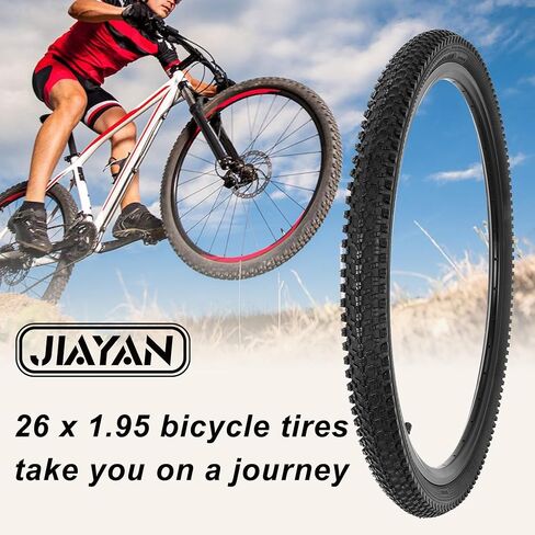 JIAYAN 24/26x1.95 Folding Replacement Bicycle Tires with Tire Levers and Tire Liners, 24''/26'' Mountain Bike Tire and Inner Tube for MTB Off-Road Bicycle in Kuwait