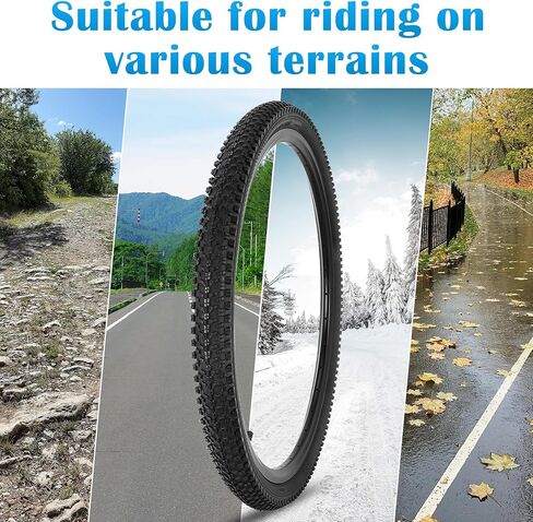 JIAYAN 24/26x1.95 Folding Replacement Bicycle Tires with Tire Levers and Tire Liners, 24''/26'' Mountain Bike Tire and Inner Tube for MTB Off-Road Bicycle in Kuwait