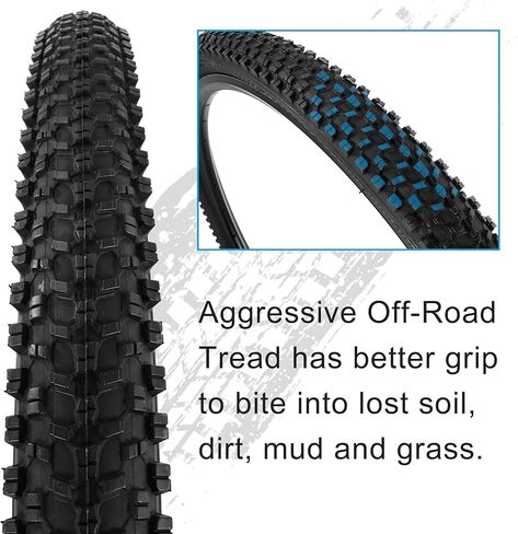 JIAYAN 24/26x1.95 Folding Replacement Bicycle Tires with Tire Levers and Tire Liners, 24''/26'' Mountain Bike Tire and Inner Tube for MTB Off-Road Bicycle in Kuwait