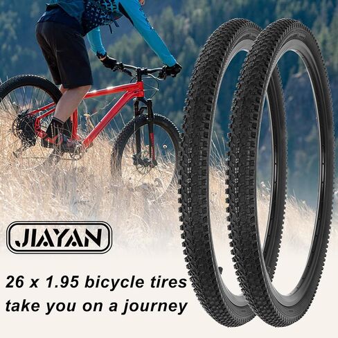JIAYAN 24/26x1.95 Folding Replacement Bicycle Tires with Tire Levers and Tire Liners, 24''/26'' Mountain Bike Tire and Inner Tube for MTB Off-Road Bicycle in Kuwait