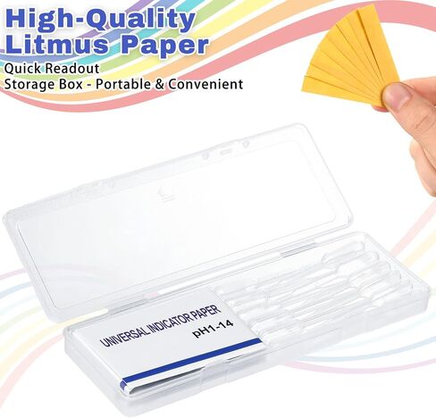pH Test Strips with Test Pipette Droppers and 1 Storage Case Full Range 1-14 Universal pH Test Litmus Paper pH Strips Water pH Tester pH Paper Test Strips for Wine Saliva Urine Soil (3 Pack) in Saudi Arabia
