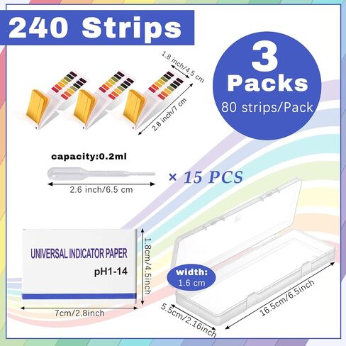 pH Test Strips with Test Pipette Droppers and 1 Storage Case Full Range 1-14 Universal pH Test Litmus Paper pH Strips Water pH Tester pH Paper Test Strips for Wine Saliva Urine Soil (3 Pack) in Saudi Arabia