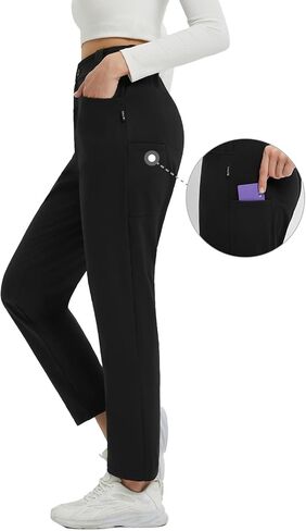 baleaf Fleece Lined Pants Women with 5 Pockets Work 26" Petite Thermal Pants Winter Workout Business Casual Golf Sweatpants in Saudi Arabia