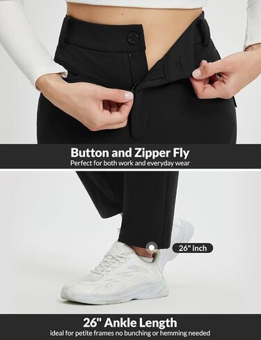 baleaf Fleece Lined Pants Women with 5 Pockets Work 26" Petite Thermal Pants Winter Workout Business Casual Golf Sweatpants in Saudi Arabia