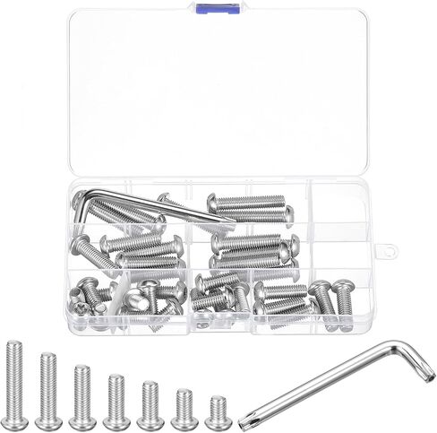 uxcell M8 Torx Security Screws Kit, (M8x12/16/20/25/30/35/40mm) 35pcs 304 Stainless Steel Round Head Tamper Proof Screw, W 1pcs T40 Wrench Bolts in Saudi Arabia