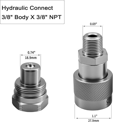 3/8" 10,000 PSI High Pressure Hydraulic Quick Coupler Set Replaces Enerpac C-604 with 2 Dust Caps in Saudi Arabia