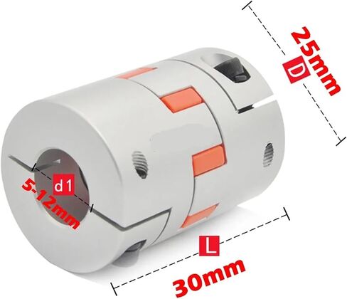 D25L30 Three Jaws D25L30 Coupler Aluminium Plum Flexible Shaft Coupling Motor Connector CNC Flexible Couplings 5/6/6.35/8/10/12mm 1Pcs(5x8) in Saudi Arabia