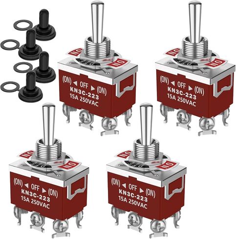 Momentary Toggle Switch,Malicele DPDT 6 Pin (ON)-Off-(ON) Waterproof 30A 12V DC,15A 250V AC Marine Toggle Switch 12v Heavy Duty with Boot Cover Cap for Car Boat- 2 Pack in Kuwait
