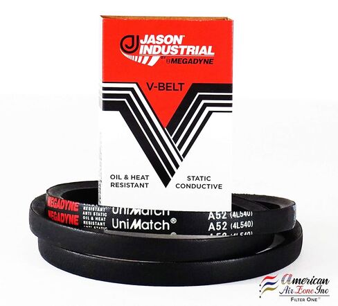 A52 4L540 V-Belt, A/4L Section, Natural Rubber/SBR/Polyester, 54" Outside Length, 1/2" Top Width, 11/32" Thick in Saudi Arabia