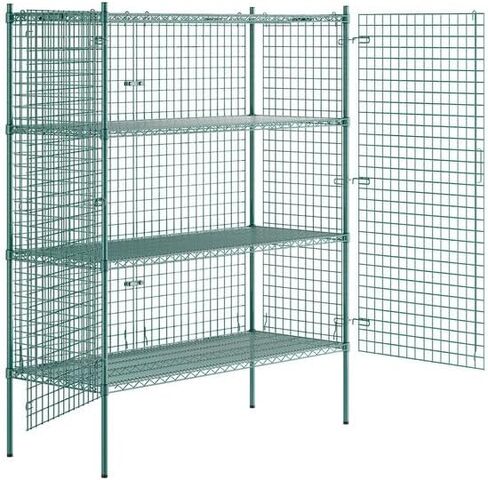 طقم قفص الأسلاك الخضراء الأسلاك الخضراء NSF ، معدن ، 24 × 60 × 74 بوصة ، 4 رفوف ، سعة رف 450 رطل ، وحدة تخزين قابلة للقفل in Kuwait