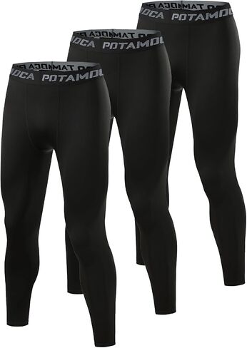 3 Pack Men's Compression Pants, Athletic Tight, Leggings Gym Base Layer Bottoms for Running Workout Sports in Saudi Arabia