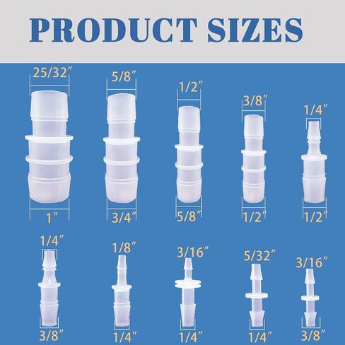 50pcs Plastic Hose Barb Reducer, Hose Barb Fittings For Water Air Gas Aquarium Liquid Catheter Tube Pump Adapters (10 Sizes) in Saudi Arabia