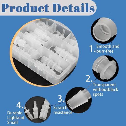 50pcs Plastic Hose Barb Reducer, Hose Barb Fittings For Water Air Gas Aquarium Liquid Catheter Tube Pump Adapters (10 Sizes) in Saudi Arabia