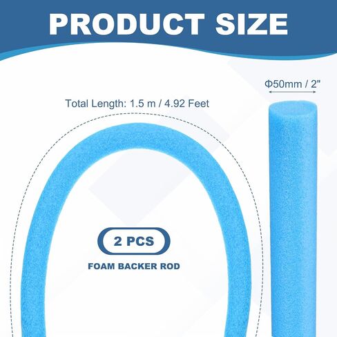 ROD PATIKIL Backer Rod 2 في x 4.9 قدم ، 2 PCS قضيب الرغوة CALLK تمديد توسيع حشو حشو الحبل حبل الشريط معكرونة الفجوات الخرسانية كراك حشو DIY (50 ملم ديا) ، الأخضر in Saudi Arabia